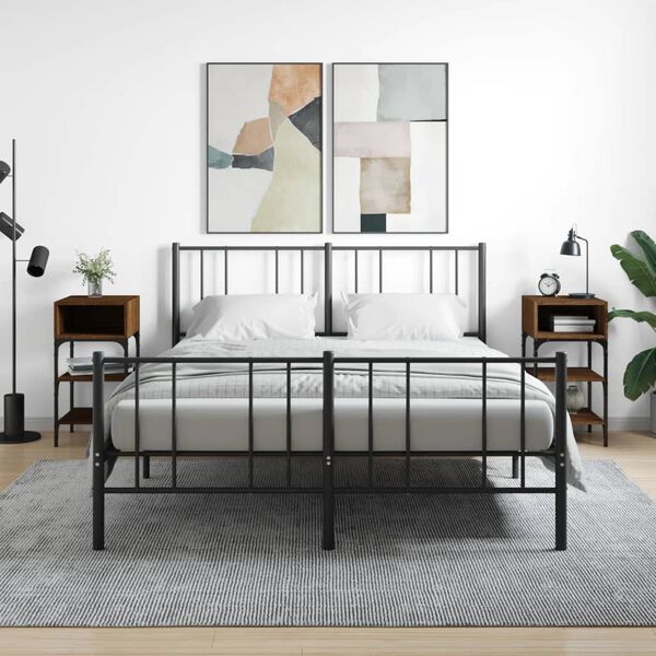 vidaXL Sängbord 2 st brun ek 35x34,5x70 cm konstruerat trä