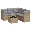 vidaXL Soffgrupp f&ouml;r tr&auml;dg&aring;rden med dynor 6 delar beige konstrotting