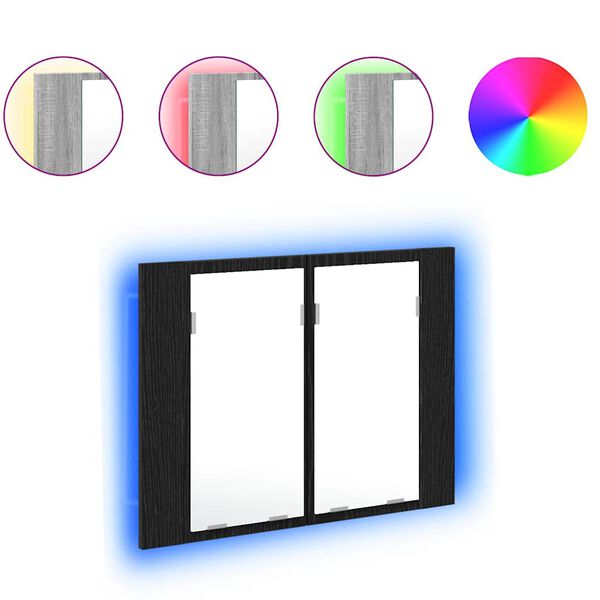 vidaXL Badrumsspegelskåp Svart Ek 60 x 12 x 45 cm Konstruerat trä