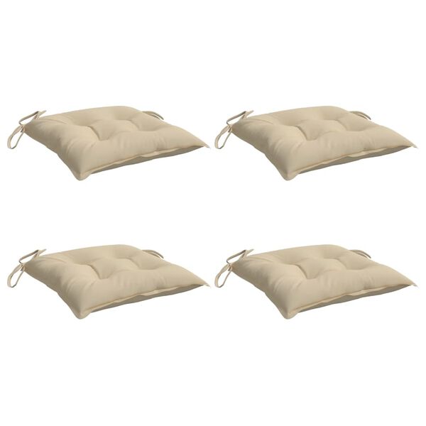 vidaXL Stolsdynor 4 st beige 40x40x7 cm oxfordtyg