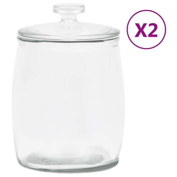 vidaXL Förvaringsburkar i glas med lock 2 st 8000 ml