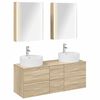 vidaXL Badrumsm&ouml;belset 5 pcs Sonoma-ek Konstruerat tr&auml; och glas