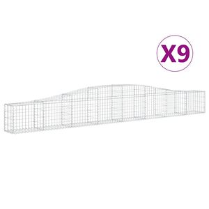 vidaXL Gabioner b&aring;gformade 9 st 400x30x40/60 cm galvaniserat j&auml;rn