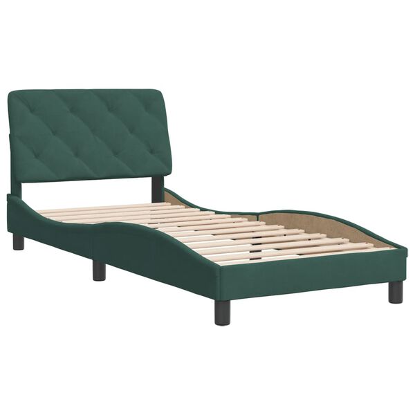 vidaXL Bed Frame without Mattress Dark Green 90x200 cm Velvet