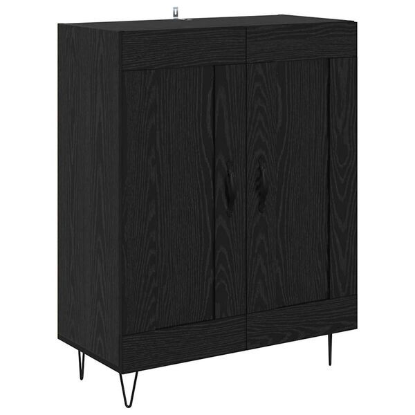 vidaXL Sideboard Svart Ek 69,5 x 34 x 90 cm Konstruerat tr&auml; och j&auml;rn
