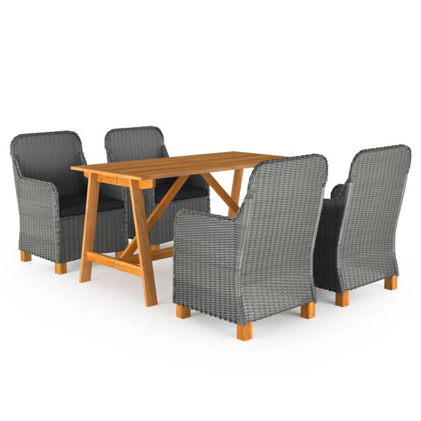 vidaXL Matgrupp f&ouml;r tr&auml;dg&aring;rden 5 delar ljusgr&aring;