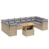 vidaXL Loungegrupp f&ouml;r tr&auml;dg&aring;rden m. dynor 11 delar beige konstrotting