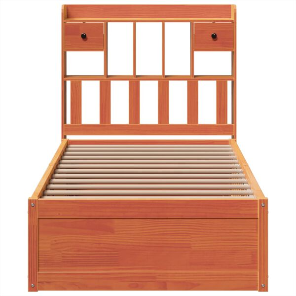 vidaXL S&auml;ngram utan madrass vaxbrun 100x200 cm massiv furu