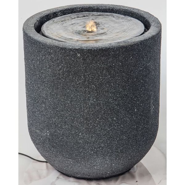 HEISSNER Terrassfont&auml;n med LED cylinder 41x41x45 cm svart