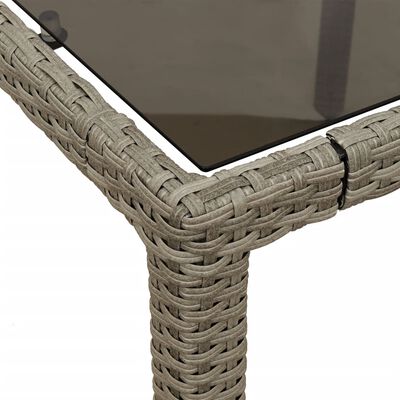 vidaXL Trädgårdsbord med glasskiva ljusgrå 190x90x75 cm konstrotting