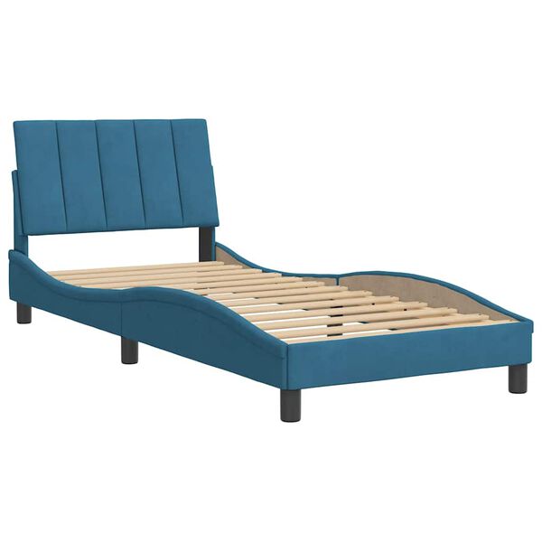 vidaXL Bed Frame without Mattress "Hanko" Blue 90x200 cm Velvet