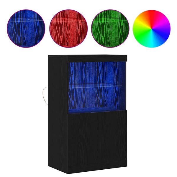 vidaXL LED-sido bord Svart 60 x 37 x 100 cm Konstruerat tr&auml;
