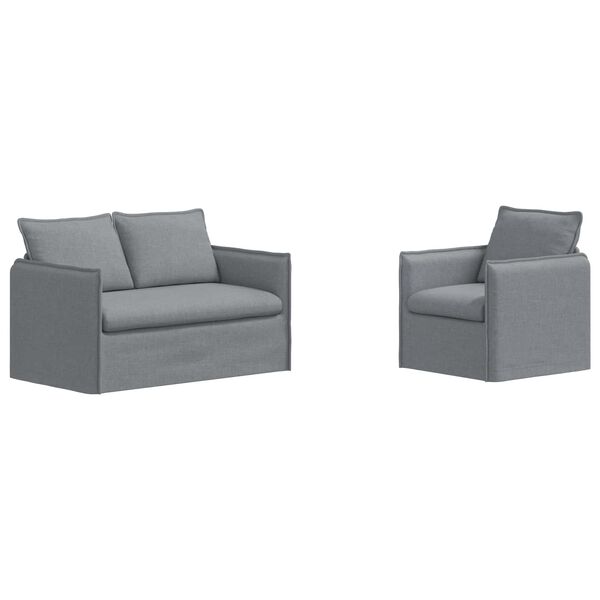 vidaXL Soffa 2 pcs Ljusgr&aring; 136 x 82 x 85 cm tyg