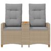 vidaXL Reclining Bench with Table Beige och Ljusgr&aring; 126 x 65 x 112 cm