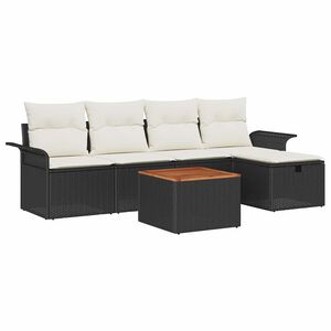 vidaXL Tr&auml;dg&aring;rdsoffset 6 st Svart Poly rattan