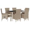 vidaXL Matgrupp f&ouml;r tr&auml;dg&aring;rden med dynor 7 delar beige konstrotting