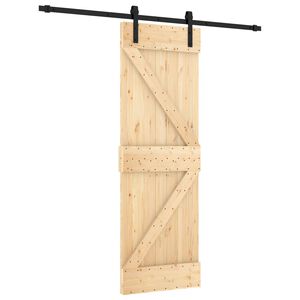 vidaXL Skjutd&ouml;rr Naturlig och svart 70 x 210 cm Massiv furutr&auml;d&ouml;rr