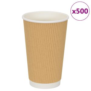 vidaXL Kaffekoppar i papper 500 st 16oz 400ml brun