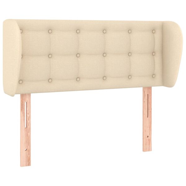 vidaXL Sänggavel med kanter gräddvit 83x23x78/88 cm tyg