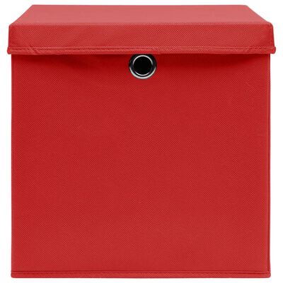 vidaXL Förvaringslådor med lock 4 st 28x28x28 cm röd