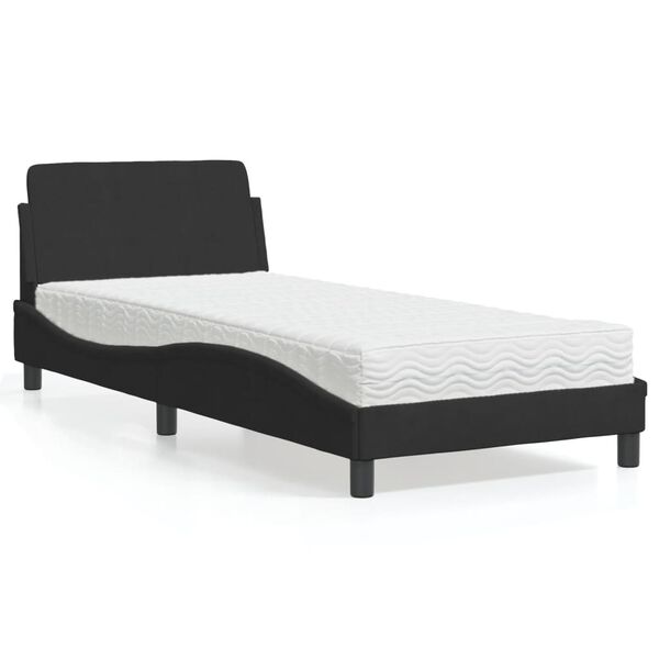 vidaXL Bed with Mattress "Dover" Black 90x190 cm Velvet