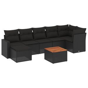 vidaXL Loungegrupp f&ouml;r tr&auml;dg&aring;rden med dynor 8 delar svart konstrotting
