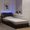 vidaXL Bed Frame with LED without Mattress "Hvar" Dark Brown 90x190 cm Fabric
