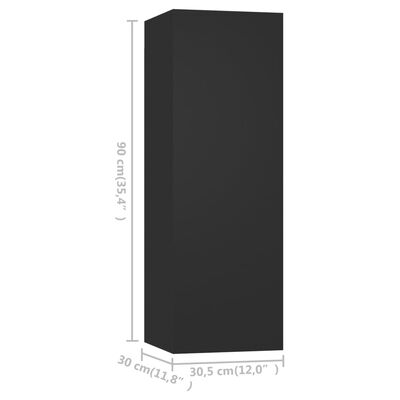 vidaXL TV-skåp svart 30,5x30x90 cm konstruerat trä