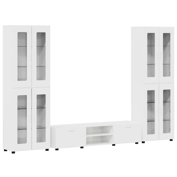 vidaXL TV-b&auml;nkset med l&aring;da FLORIN H&ouml;gblanka vita Konstruerat tr&auml;