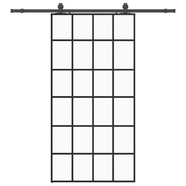 vidaXL Skjutd&ouml;rr med beslag svart 102x205 cm ESG-glas