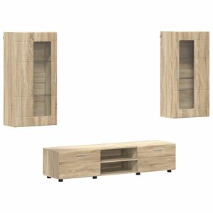 vidaXL TV-b&auml;nkset med l&aring;da FLORIN 3 pcs Sonoma-ek Konstruerat tr&auml;