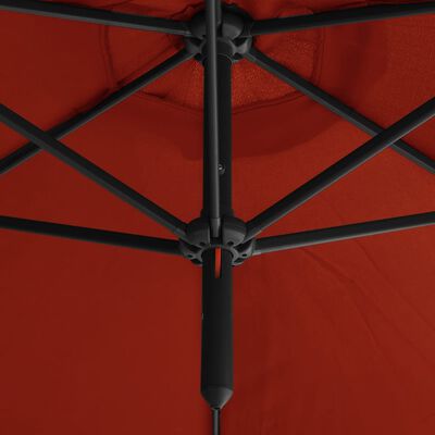 vidaXL Dubbelt parasoll med stålstång terrakotta 600 cm