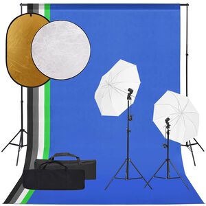 vidaXL Fotostudio med lampor, bakgrund och reflexsk&auml;rm