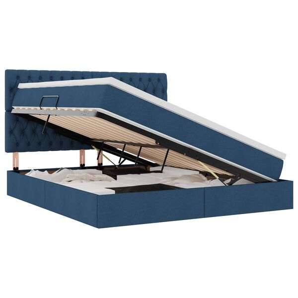 vidaXL F&ouml;rvaringss&auml;ng med LED med madrass Bl&aring; 180 x 200 cm Polyester