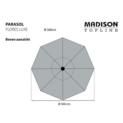 Madison Parasoll Flores Luxe 300 cm rund grå