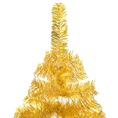 vidaXL Belyst plastgran med kulor guld 240 cm PET