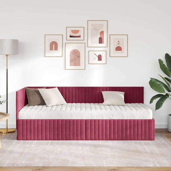 vidaXL H&ouml;rn S&auml;ngram med Madrass med huvudgavel 2 pcs Gr&ouml;n Sammet