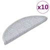 vidaXL Trappmattor 10 st 56x17x3 cm ljusgr&aring; halvrunda
