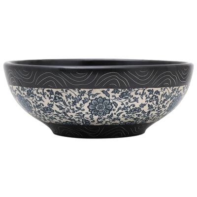 vidaXL Handfat svart och blå rund Φ41x14 cm keramik