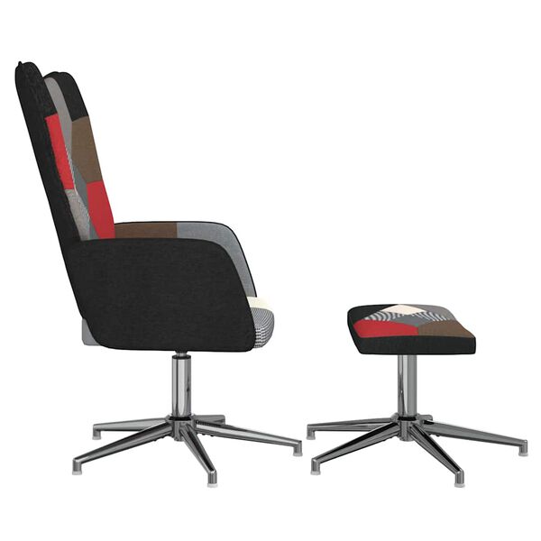 vidaXL Vilstol med fotpall tyg lappt&auml;cke