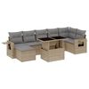 vidaXL Matgrupp f&ouml;r tr&auml;dg&aring;rden med dynor 8 delar beige konstrotting