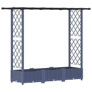 vidaXL Upph&ouml;jd B&auml;dd med Spalj&eacute; och Tak Gr&aring; 164 x 40 x 123 cm PP