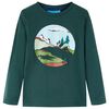 vidaXL Kid's T-shirt med l&aring;nga &auml;rmar m&ouml;rkgr&ouml;n 92