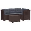 vidaXL 4-sits Tr&auml;dg&aring;rdsoffa med Kuddar Rattan Look PP Brun
