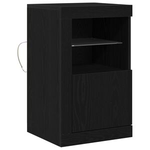 vidaXL LED-sido bord 41 x 37 x 67 cm Konstruerat tr&auml; Svart Ek