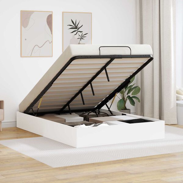 vidaXL Ottoman S&auml;ngram Vit 193 x 120 x 25 cm Konstruerat tr&auml;