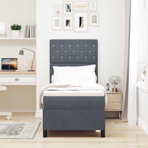 vidaXL B&auml;ddfj&auml;der med madrass M&ouml;rkgr&aring; 80 x 200 cm Sammet