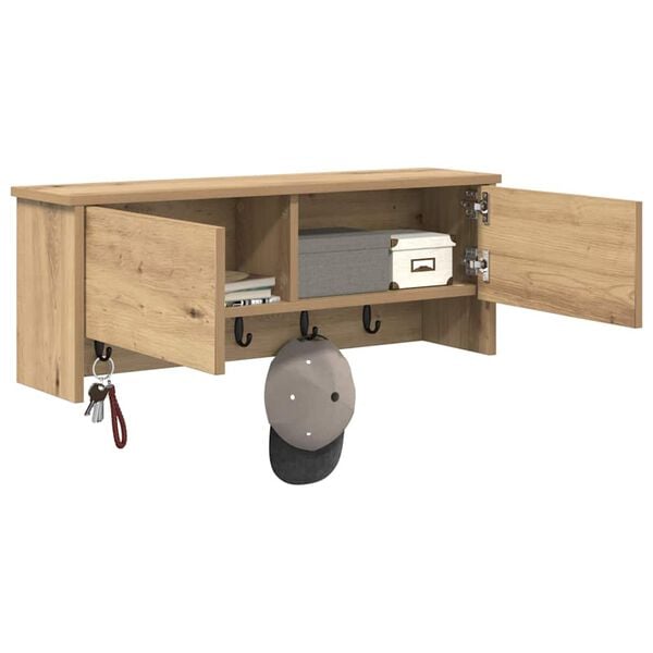 vidaXL V&auml;ggmonterad Kl&auml;dh&auml;ngare med hylla Artisan Ek 80 x 20 x 30 cm