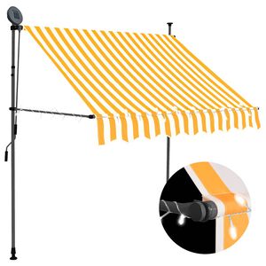 vidaXL Markis manuellt inf&auml;llbar med LED 100 cm vit och orange