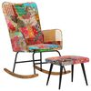 vidaXL Gungstol med fotpall flerf&auml;rgad lappm&ouml;nster kanvas